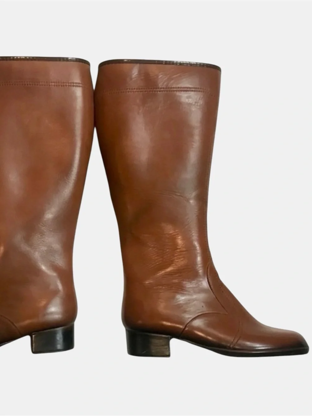 Vintage Sears Cognac Brown Waterproof Rain Boots 70s Style Size 7